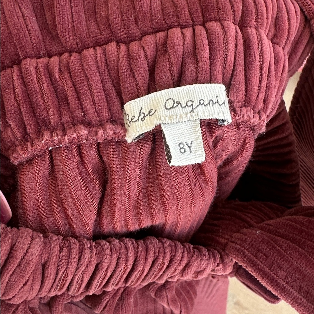 Bebe organic girls corduroy pinafore Burgundy Kids Dress sz 8 - Picture 5 of 6
